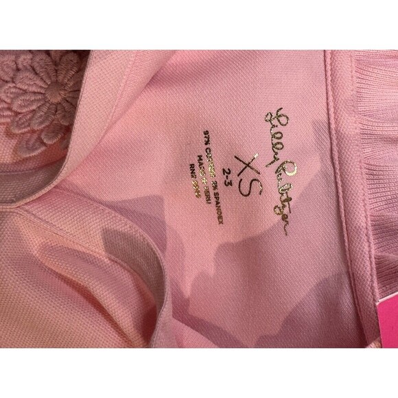 LILLY PULITZER Therry Polo Shirt Pink Girls SZ XS (2-3) Flowers - Picture 4 of 6